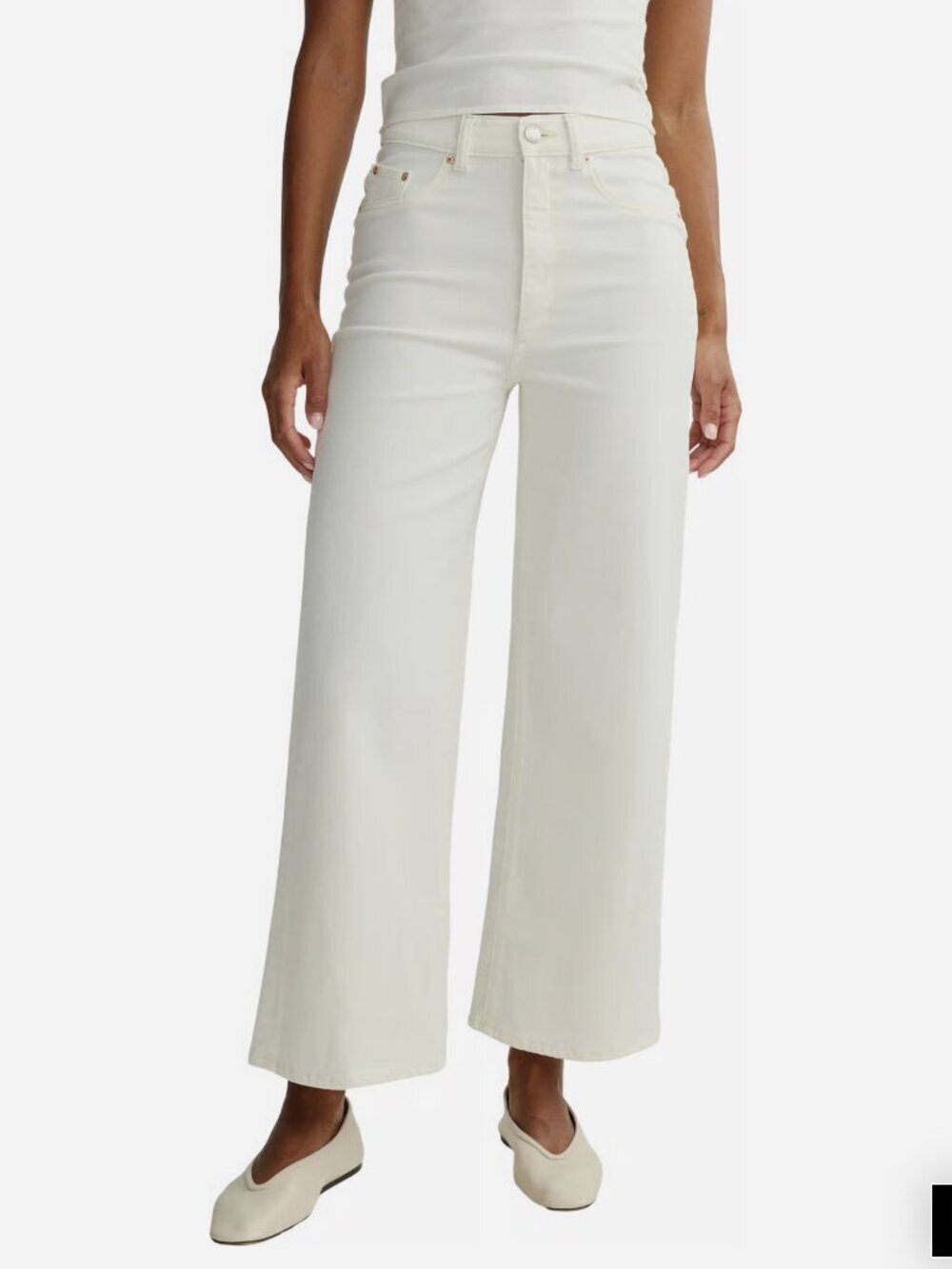 DL1961 Hepburn High Rise Wide Leg  Ankle Jeans White Eggshell 25 EUC